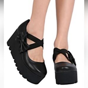 *NEW* Women Leatherette Bow Tie Mary Jane Platform Creeper Shoe